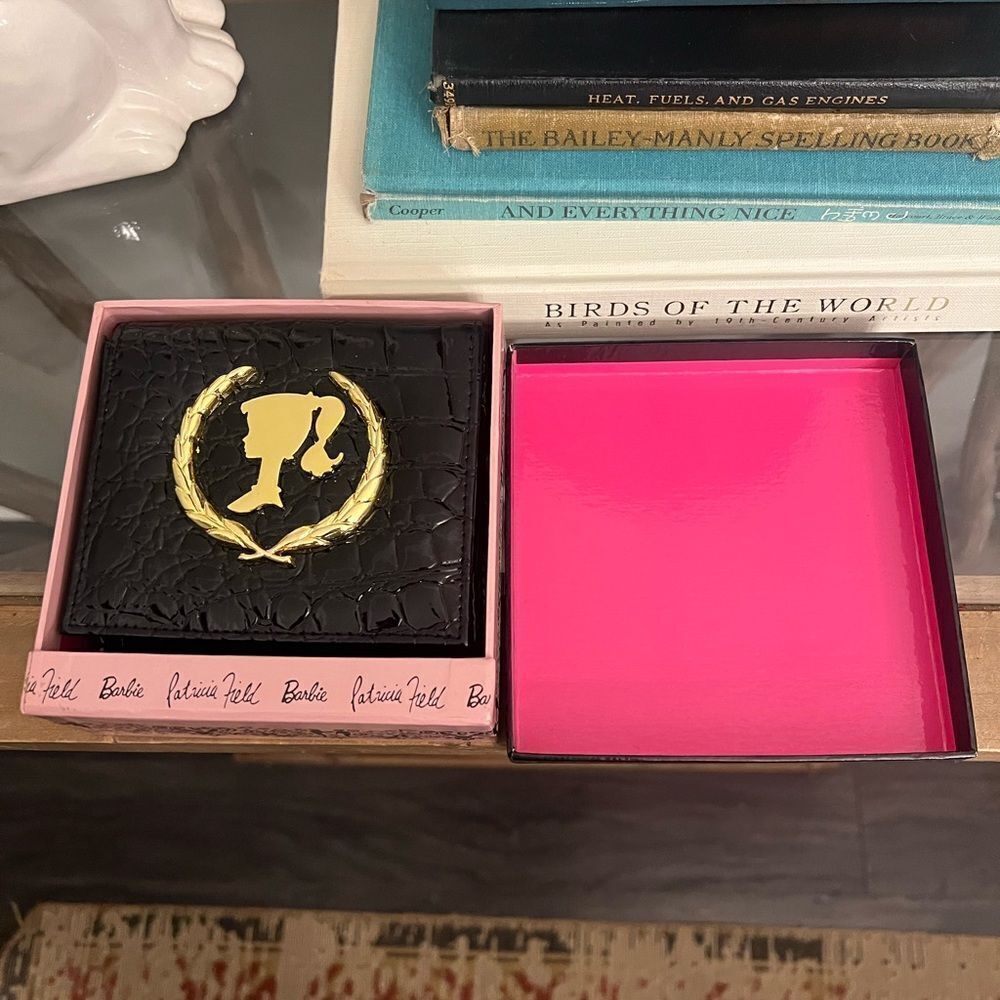 Patricia Field x Barbie Black Embossed Leather wallet NWT in original Box. Rare